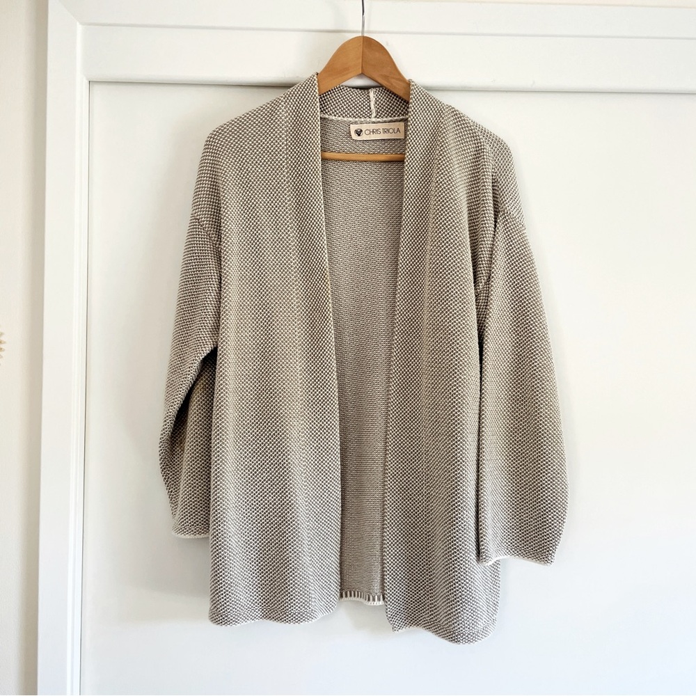 Handmade CHRIS TRIOLA Cardigan, Gray/White Knitted‎